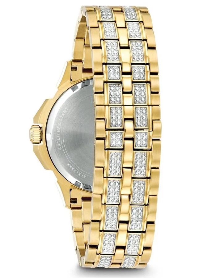 Bulova Swarovski Crystal Mens Watch - Gold-Tone - Bracelet - Pave Dial