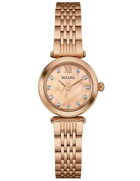 Bulova Womens Diamond Dress Watch - Rose Gold-Tone - Bracelet