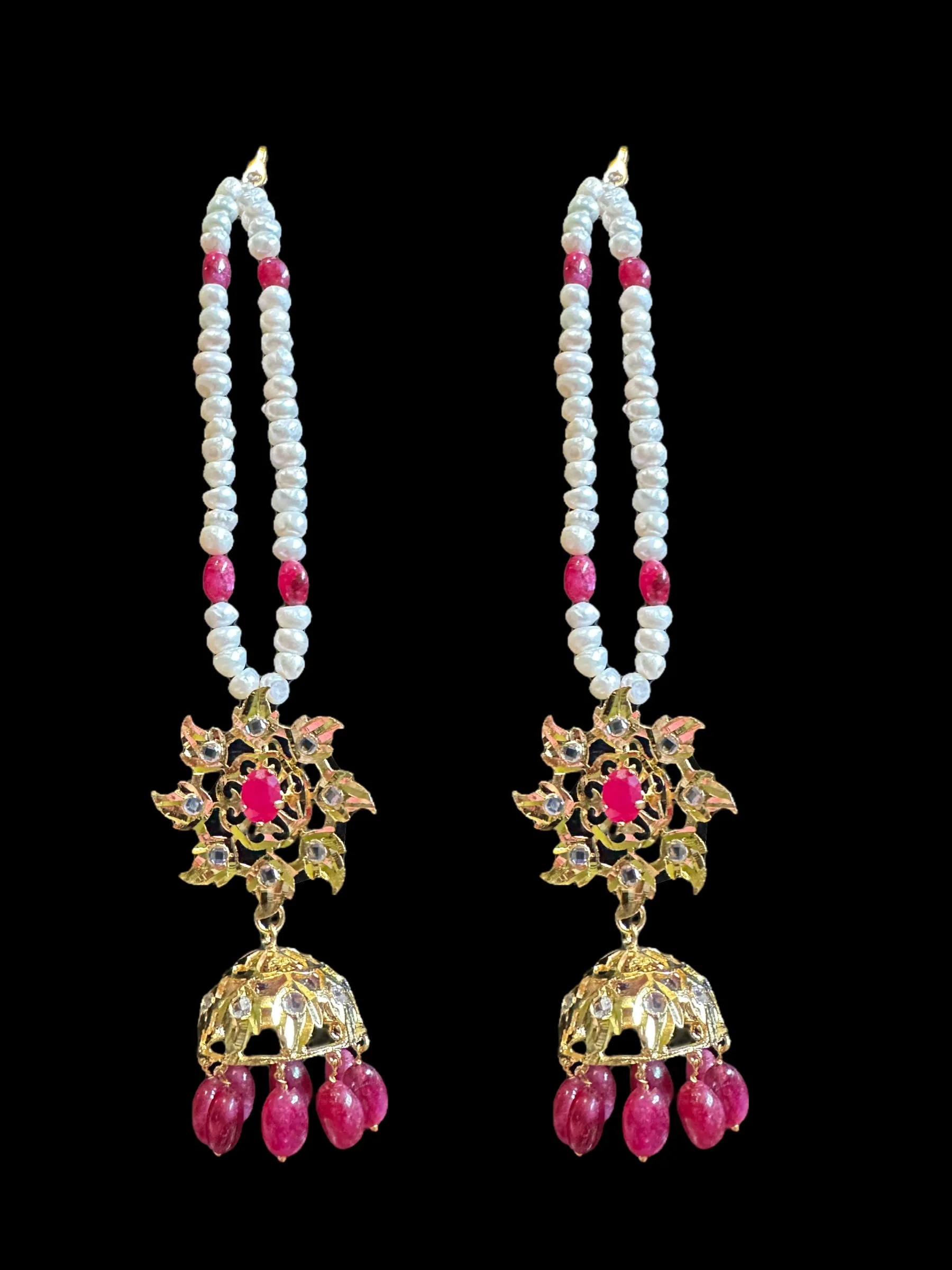 C267 Insia Hyderabadi jadavi lacha choker with fresh water  pearls and rubies ( READY TO SHIP)