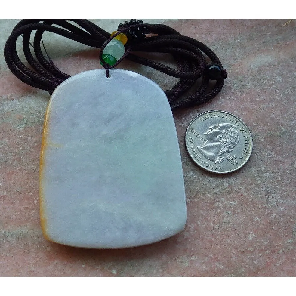 Certified Yellow  Natural A Jade Jadeite Pendant Phoenix Flower #33-1226