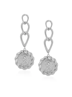 CHAIN DROP EIRENE COIN EARRINGS - Silver