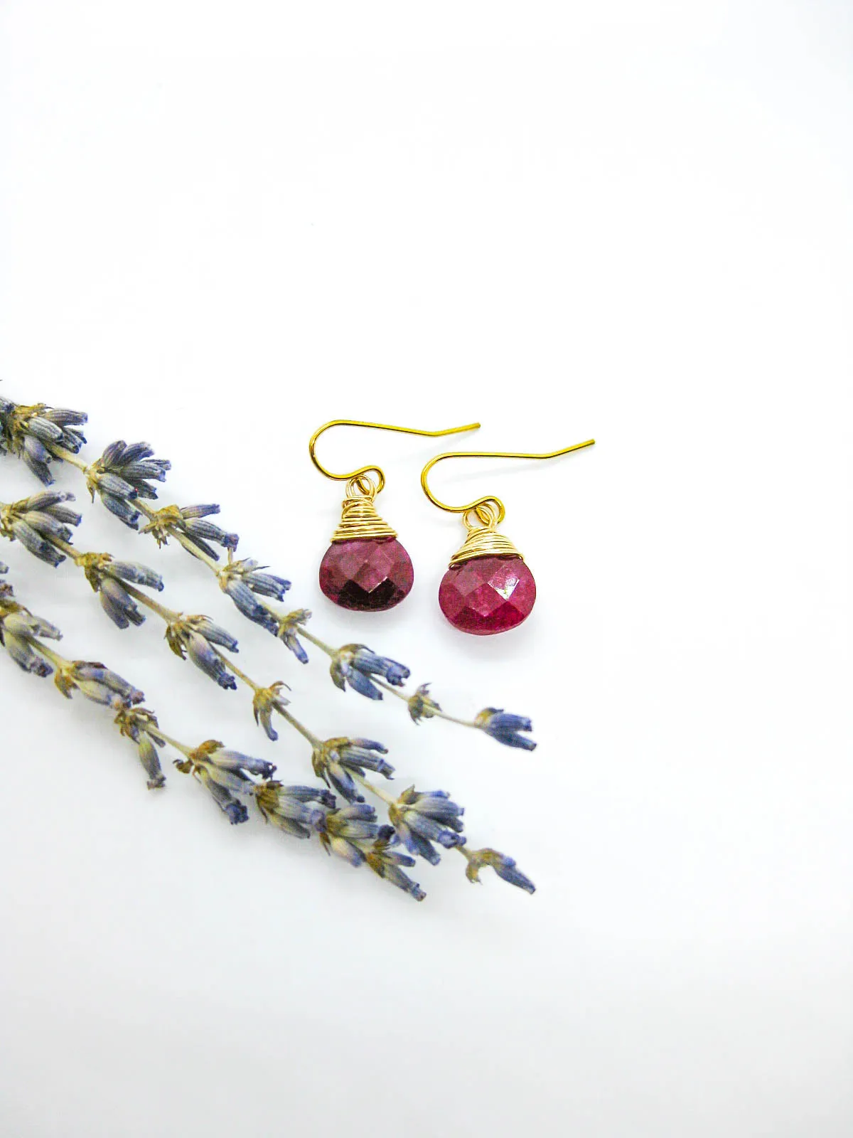 Chamomile: Ruby Earrings - e673