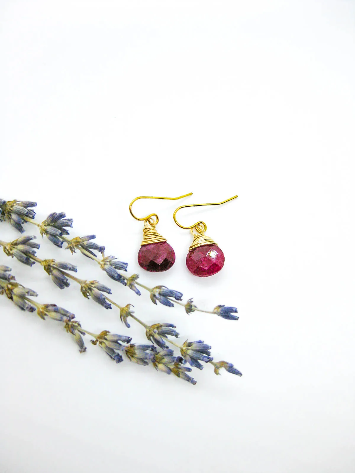 Chamomile: Ruby Earrings - e673