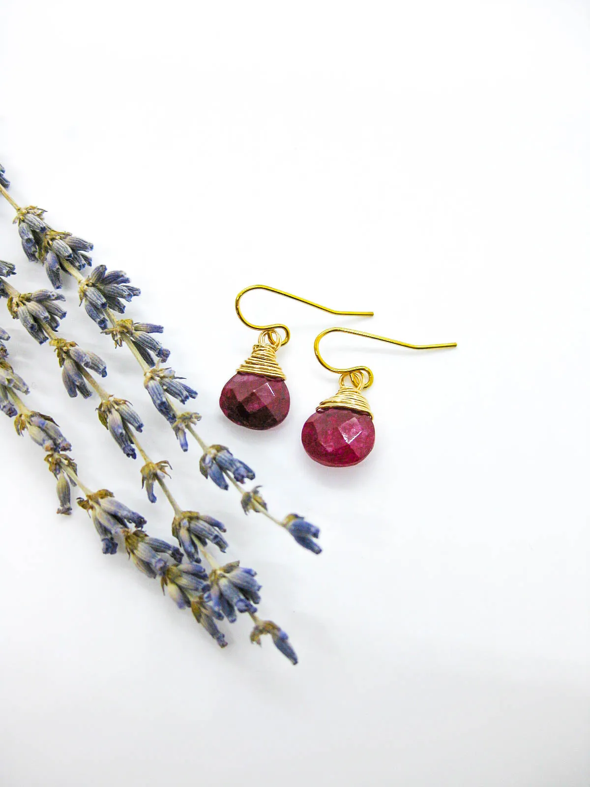 Chamomile: Ruby Earrings - e673