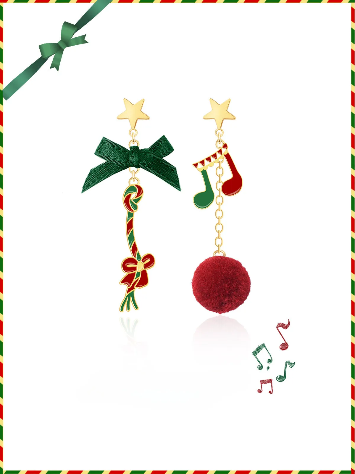 Christmas Earrings Cute Asymmetric Ear Jewelry Ear Clip LJC8