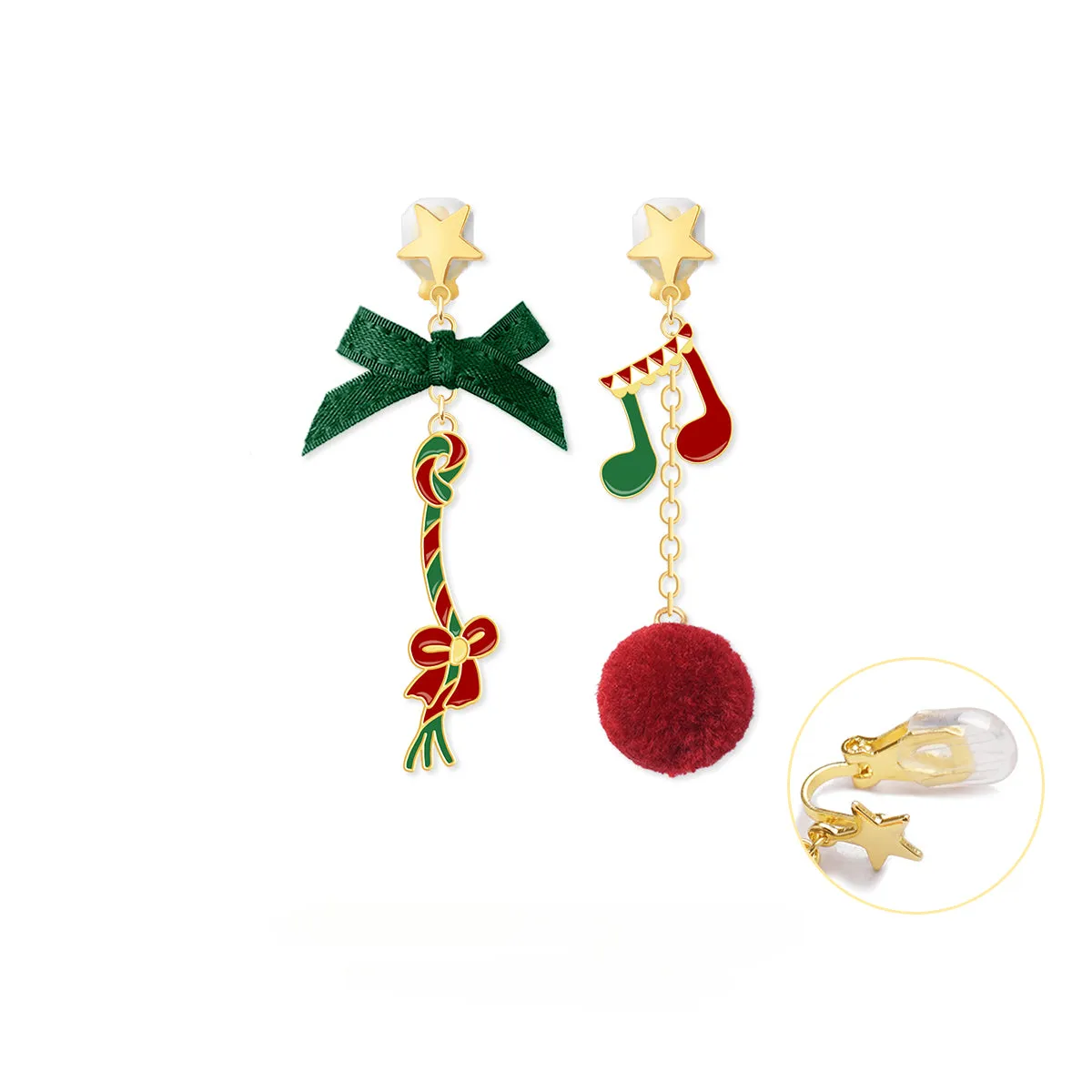 Christmas Earrings Cute Asymmetric Ear Jewelry Ear Clip LJC8