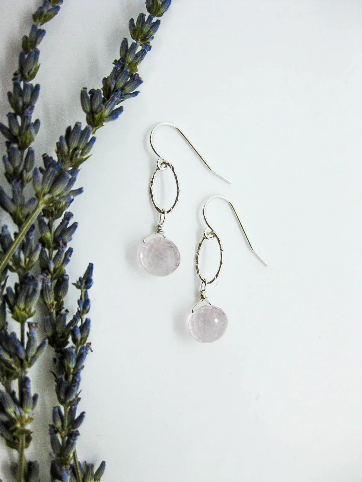 Chrysanthe: Rose Quartz Earrings - e473