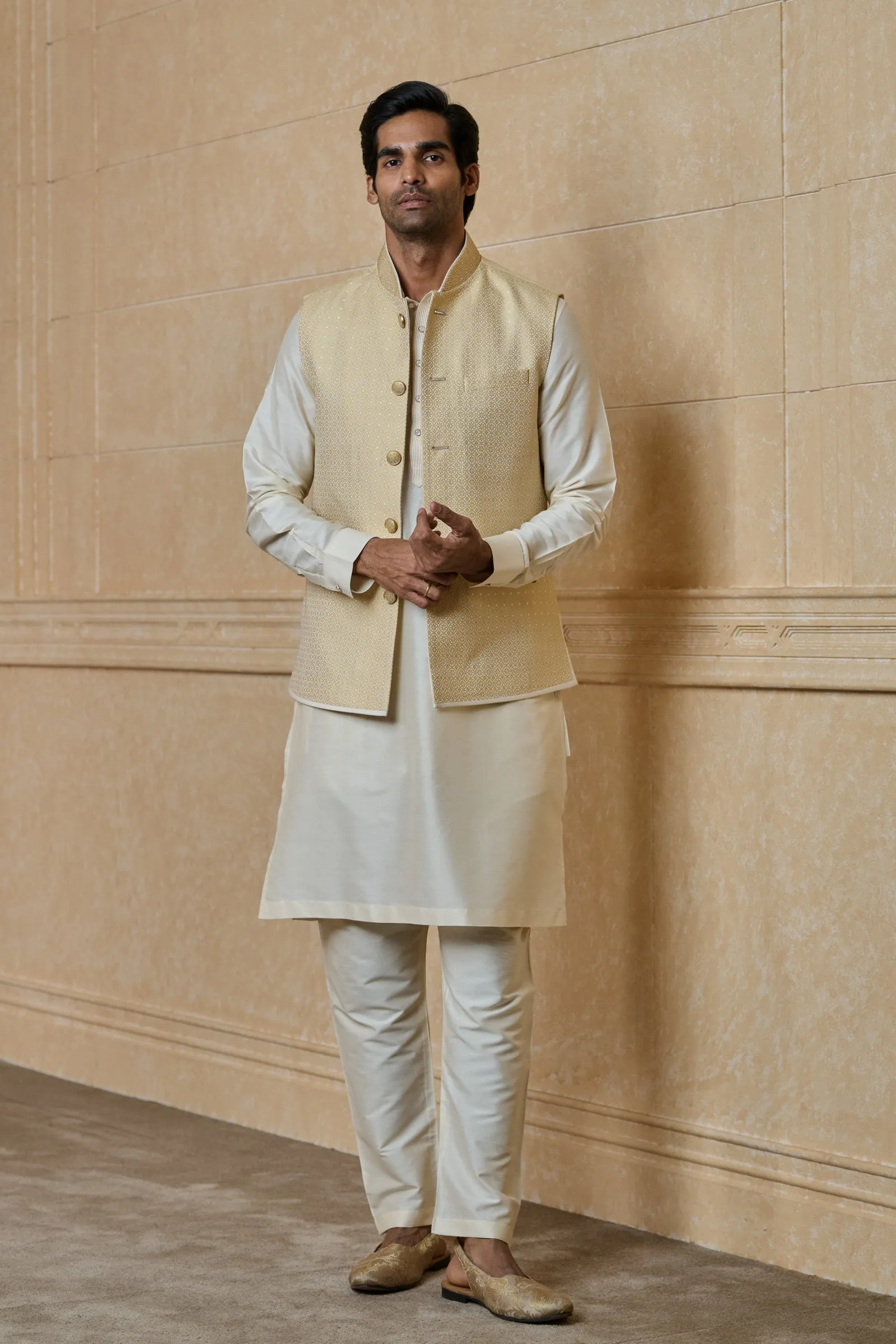 Classic Brocade Kurta Bundi Set