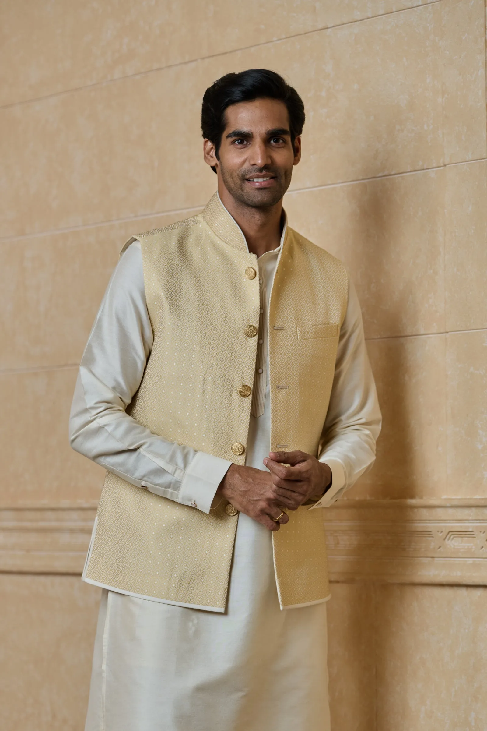 Classic Brocade Kurta Bundi Set