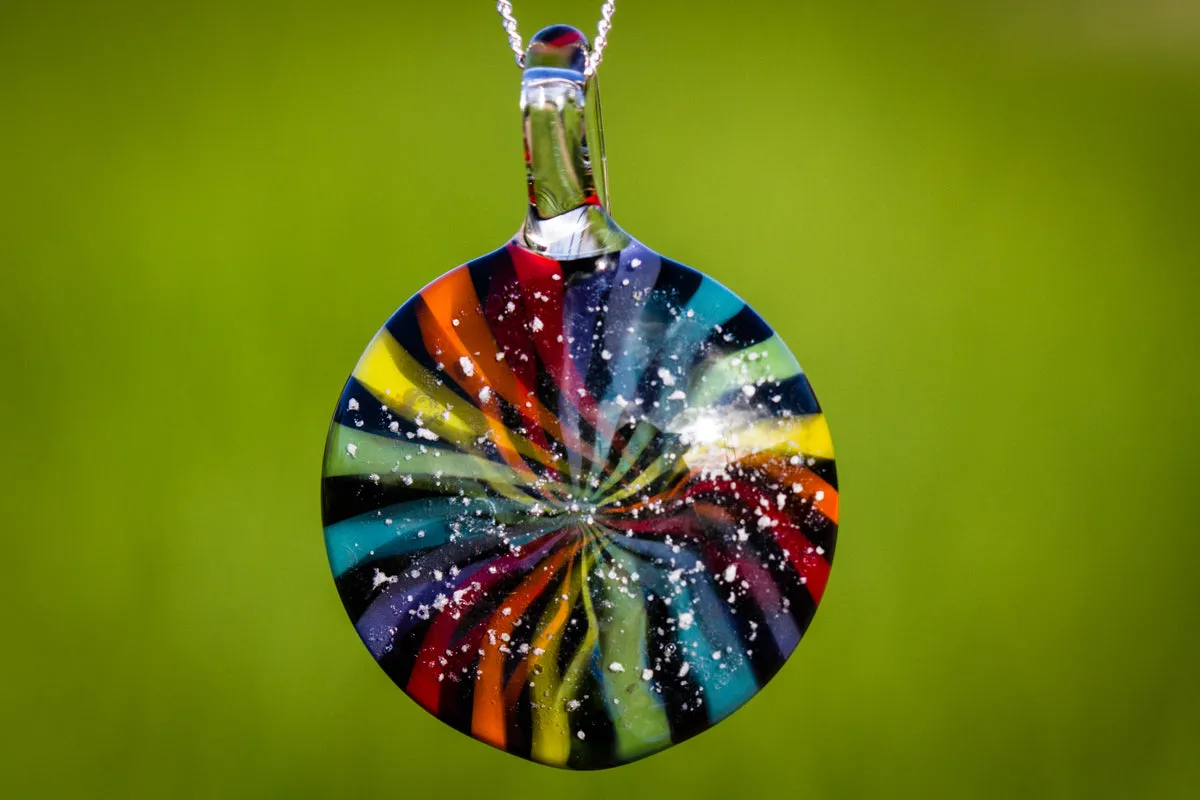 Color Wheel Pendant with Cremation Ash