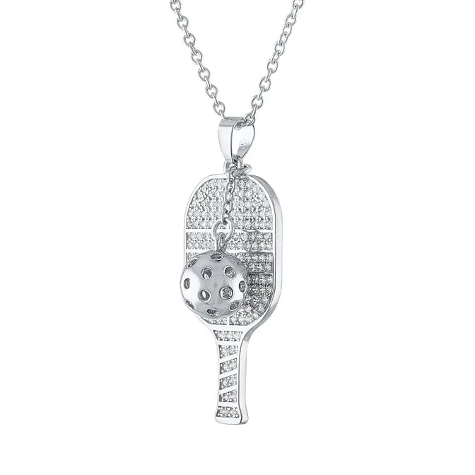 CZ Pickle Paddle with 3-d Pickle Ball Pendant