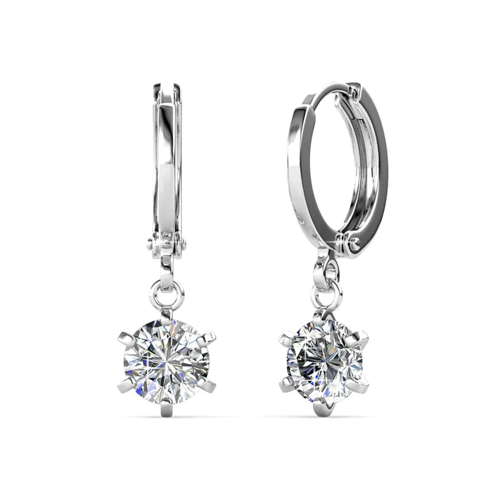 Davina 18k White Gold Plated Hoop Dangle Earrings with Crystals