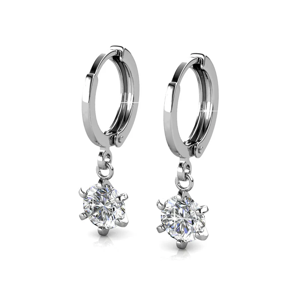 Davina 18k White Gold Plated Hoop Dangle Earrings with Crystals