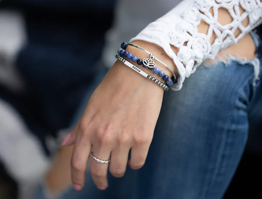 Dragonfly | Soft Bangle Charm Bracelet |  Rose Quartz