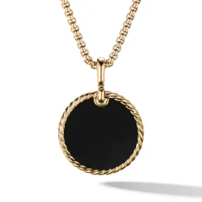 DY Elements Disc Pendant in 18K Yellow Gold with Black Onyx and Mother of Pearl