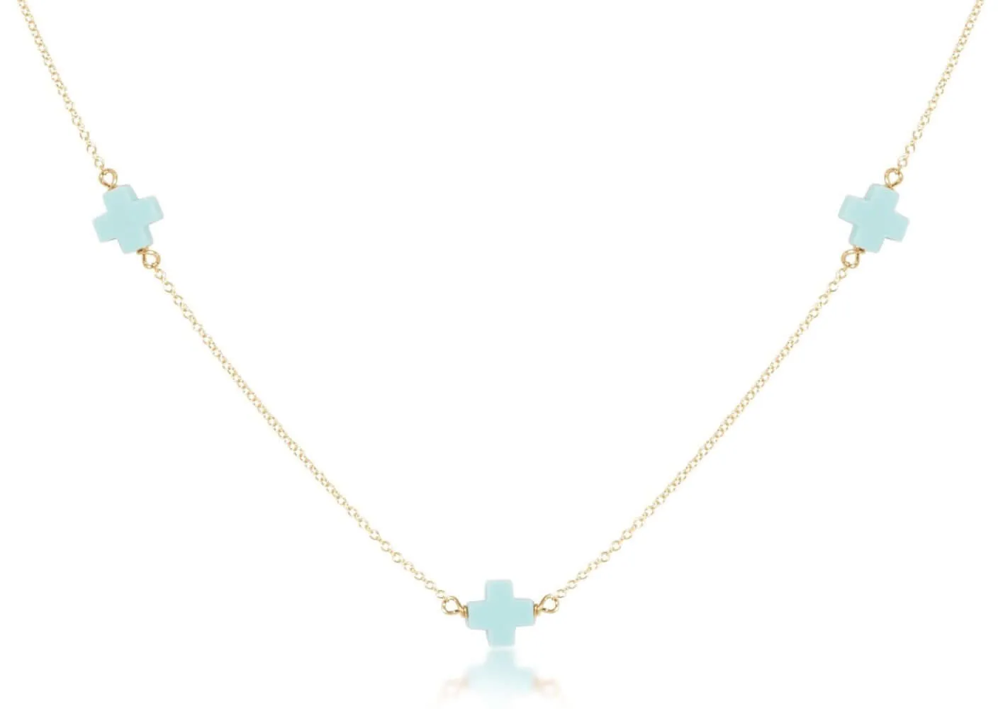 ENewton 17 Choker Turquoise Signature Cross Gold Simplicity Necklace