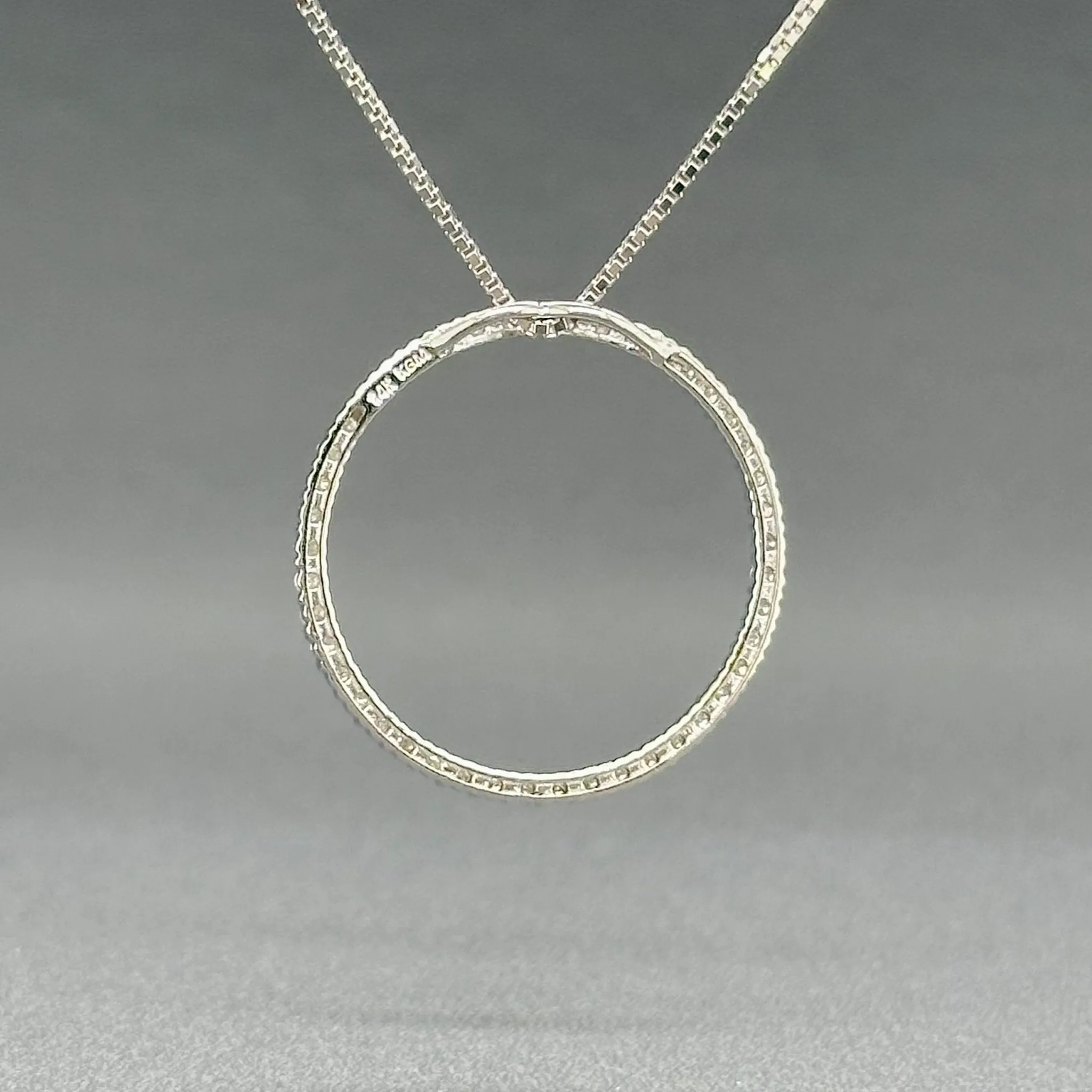 Estate 14K W Gold 0.37ctw H/SI2-I1 Diamond Circle Pendant