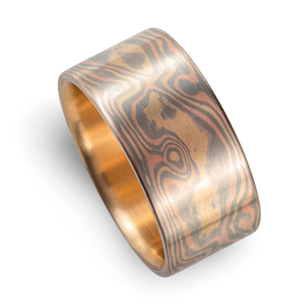 Extra Wide Blaze Palette Ring in Woodgrain Pattern