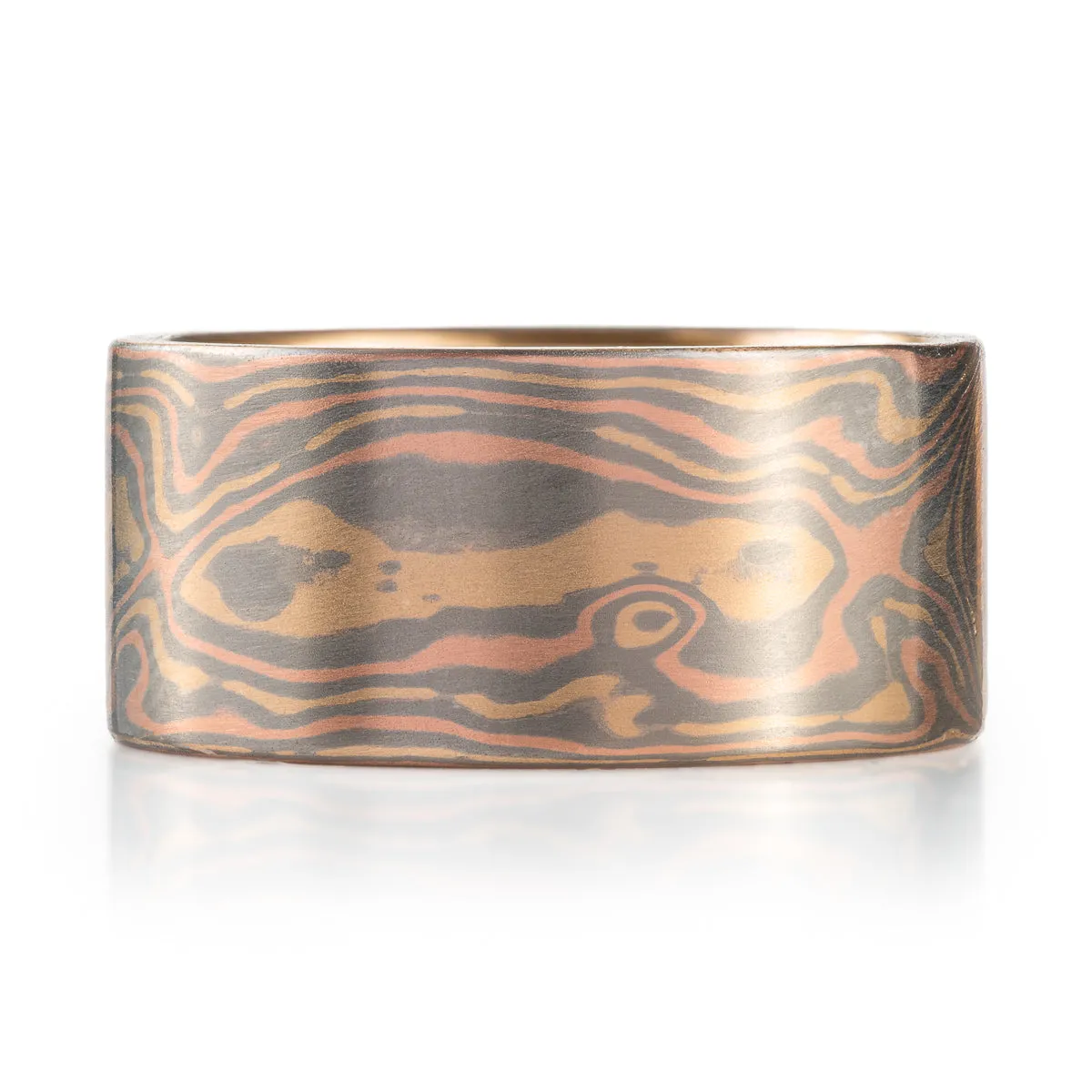 Extra Wide Blaze Palette Ring in Woodgrain Pattern