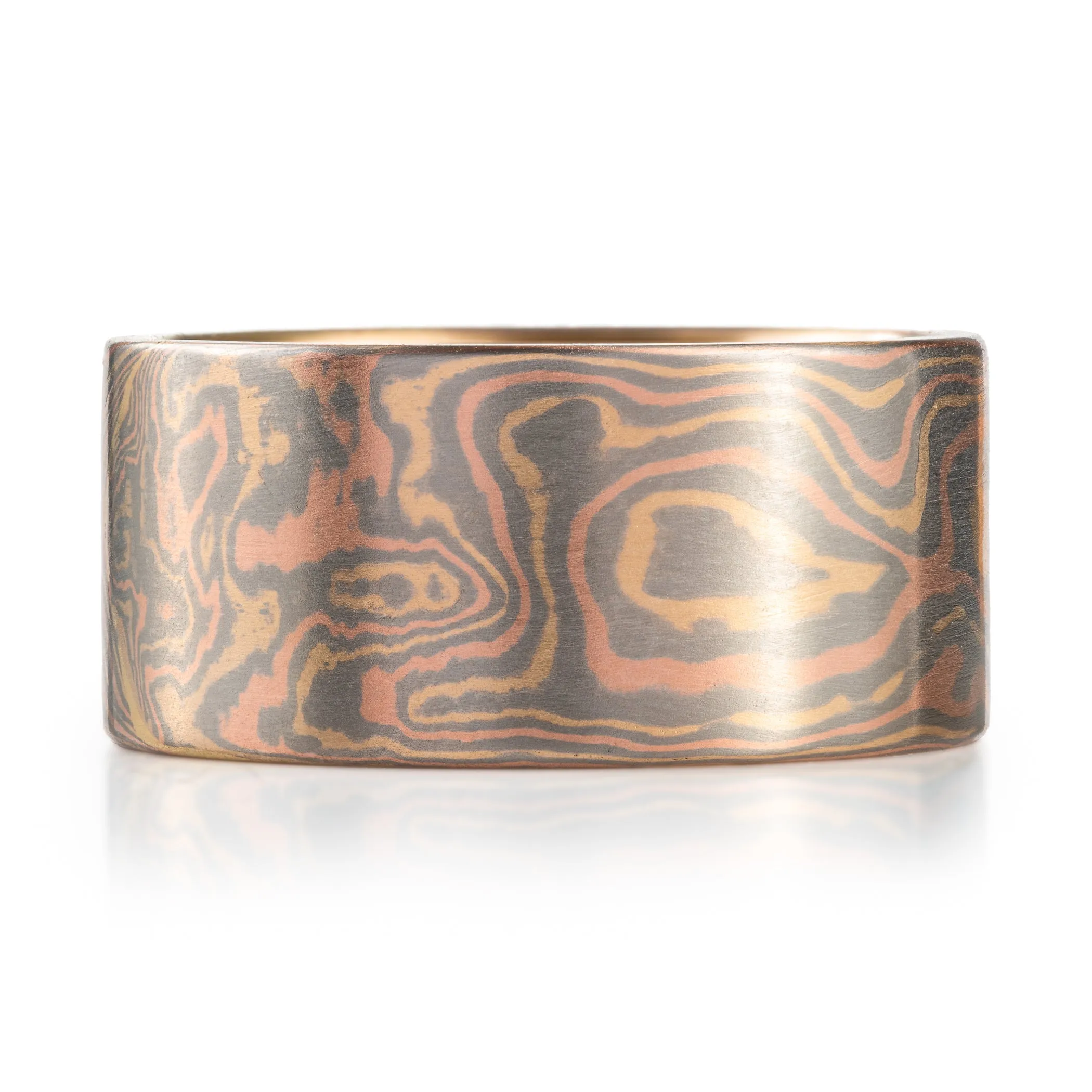 Extra Wide Blaze Palette Ring in Woodgrain Pattern