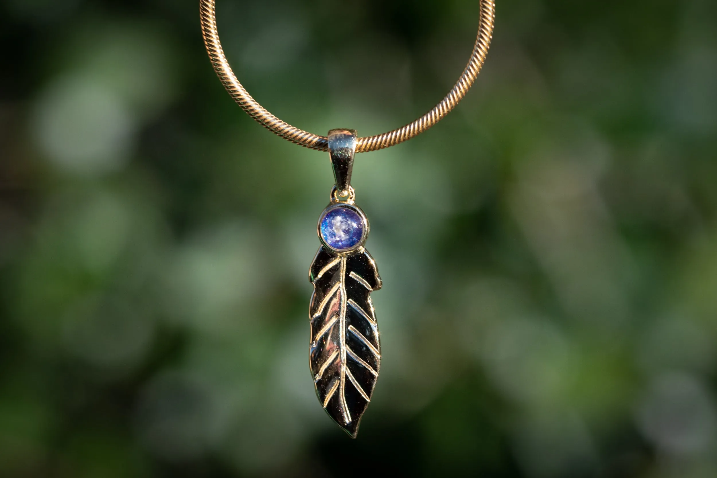 Feather Drop Pendant with Cremation Ash