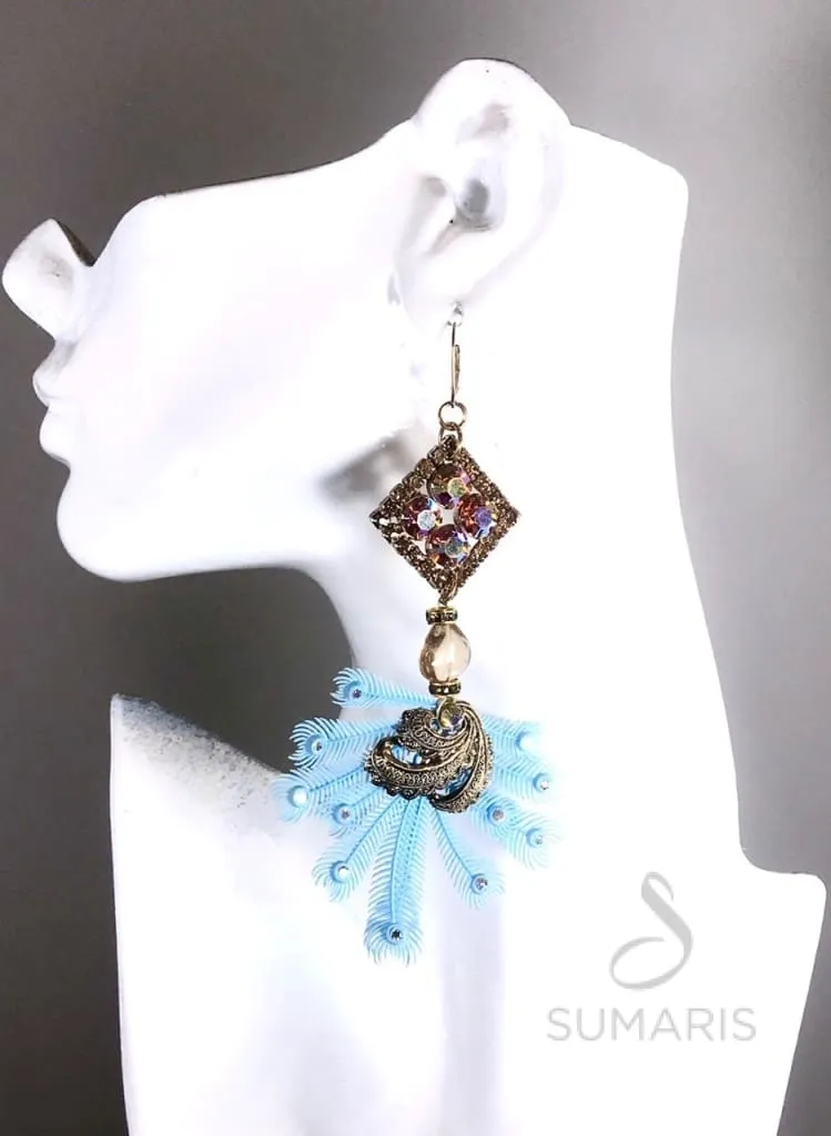 FEATHERY OOAK STATEMENT EARRINGS