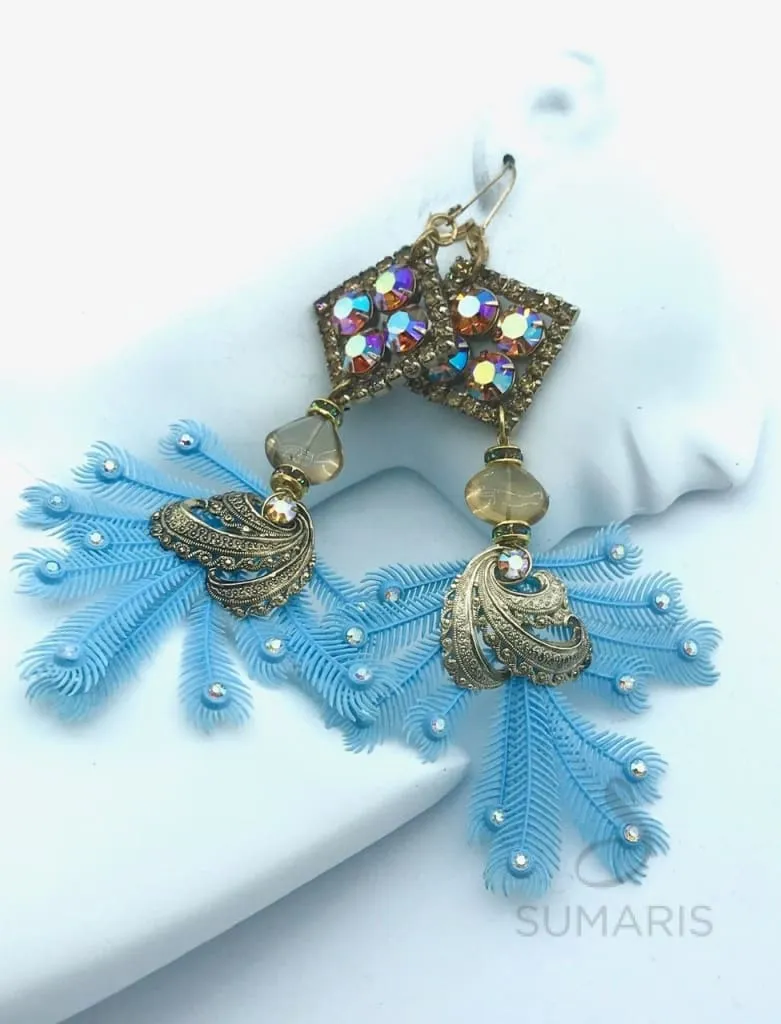 FEATHERY OOAK STATEMENT EARRINGS