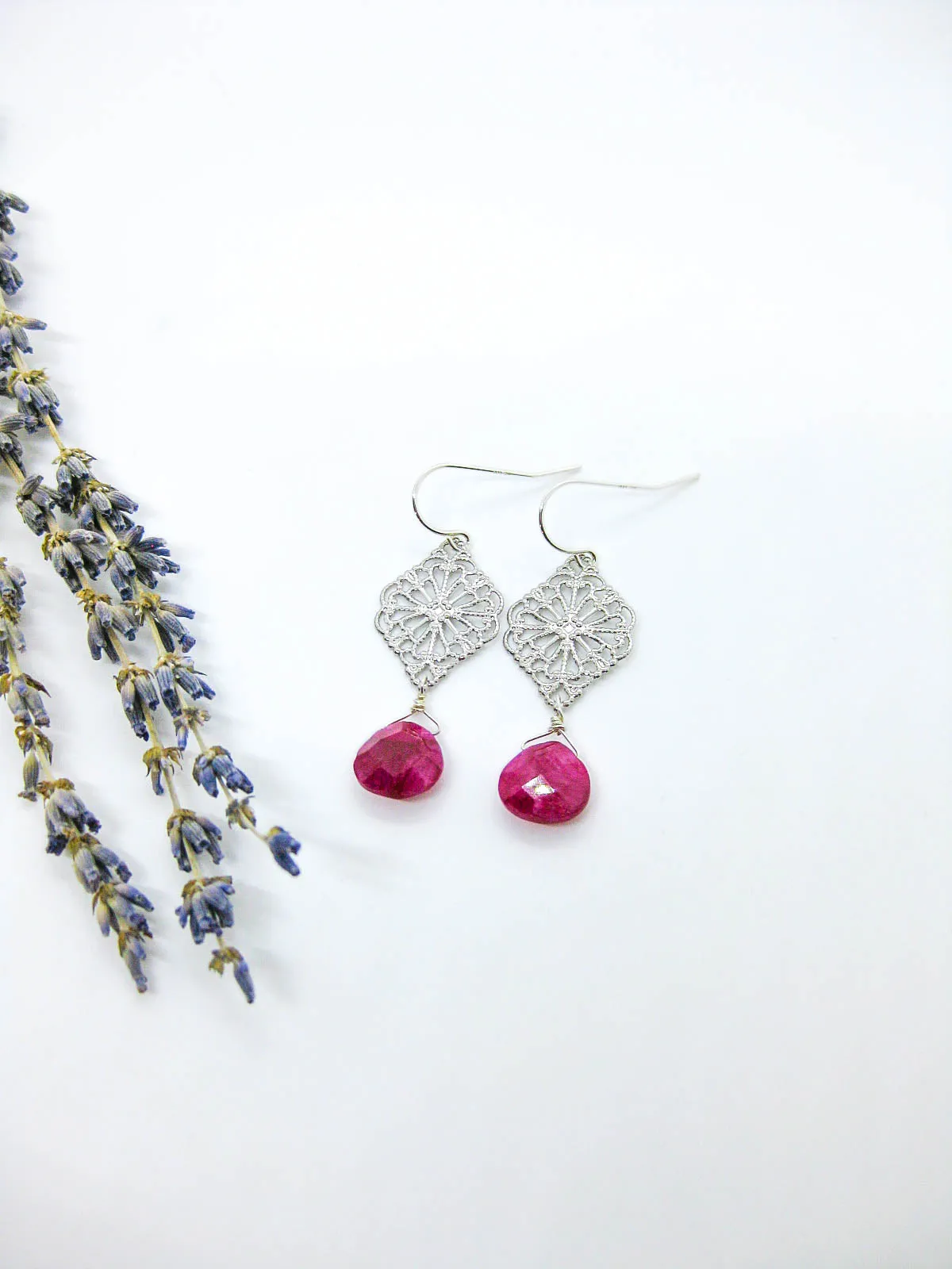 Fern: Ruby Earrings - e664