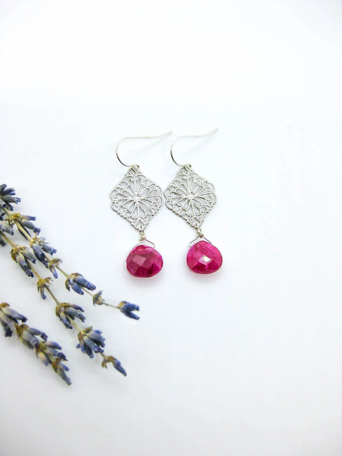 Fern: Ruby Earrings - e664