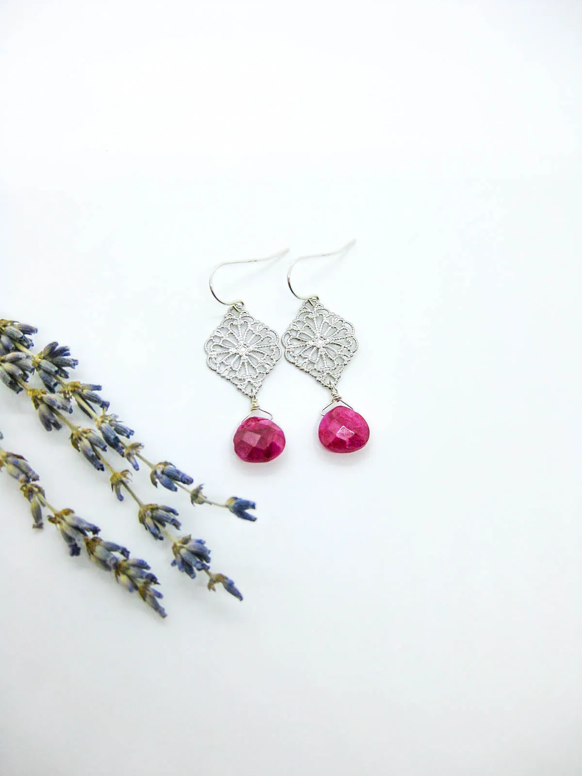 Fern: Ruby Earrings - e664