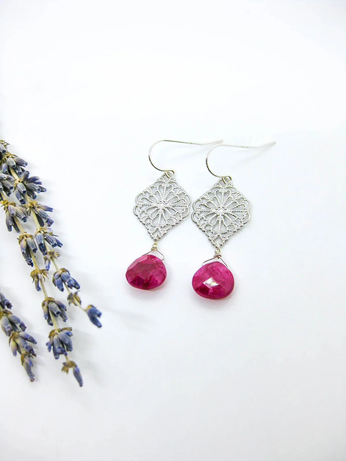 Fern: Ruby Earrings - e664