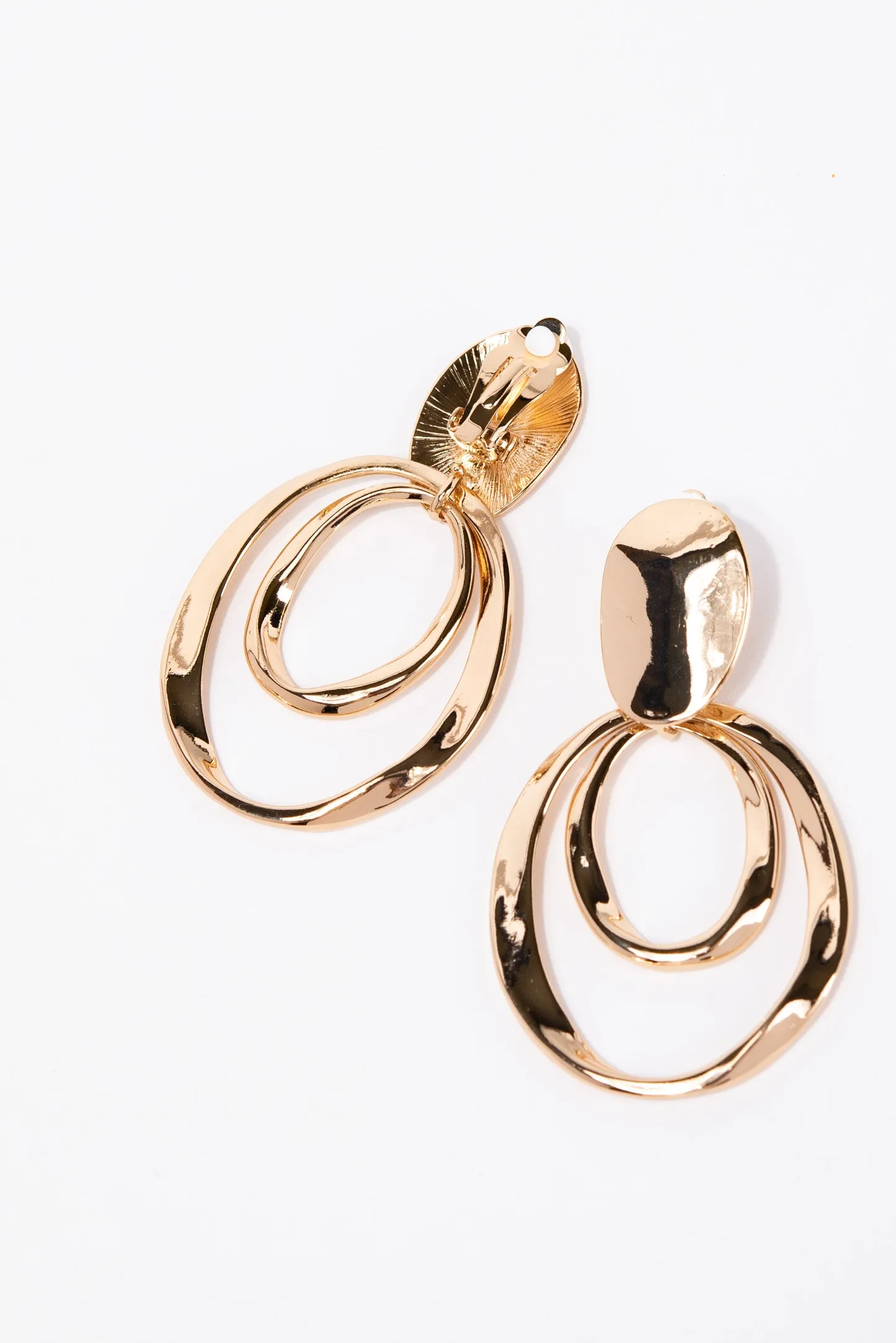 Fiona Metal Double Hoop Clip-On Earrings