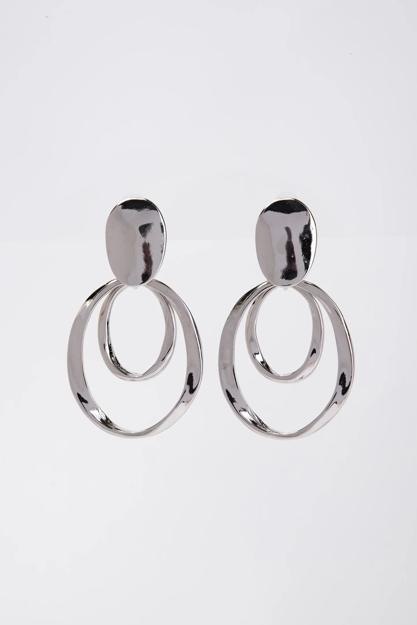 Fiona Metal Double Hoop Clip-On Earrings