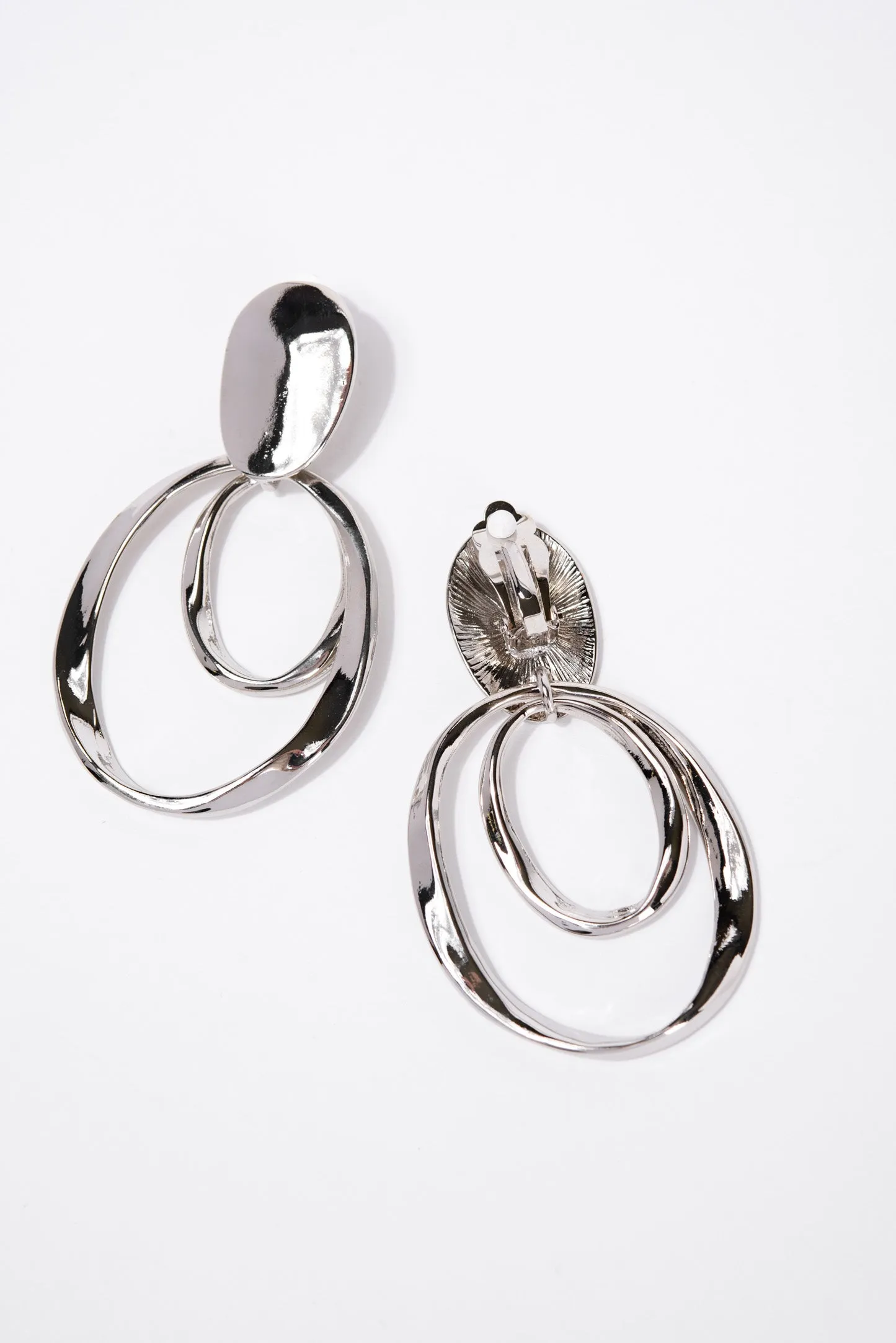 Fiona Metal Double Hoop Clip-On Earrings