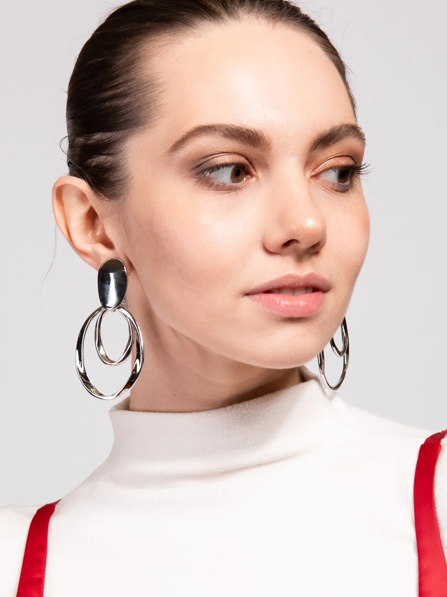 Fiona Metal Double Hoop Clip-On Earrings