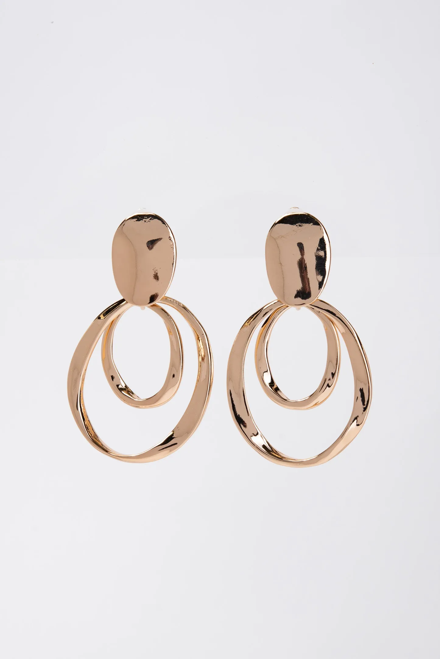 Fiona Metal Double Hoop Clip-On Earrings