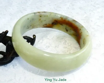 Flowing Earth Chinese River Jade Bangle Bracelet 59mm (NJ2527)