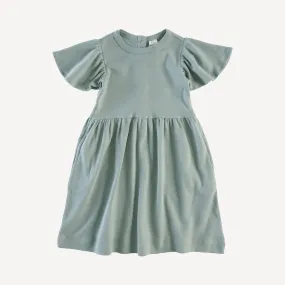 flutter sleeve dress | jadeite | organic cotton interlock