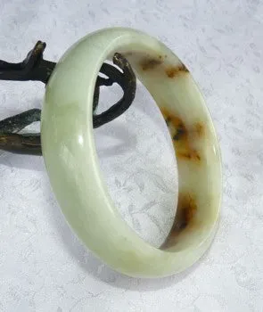 Fu Lu Shou Chinese River Jade Bangle Bracelet 59mm (NJ2588)