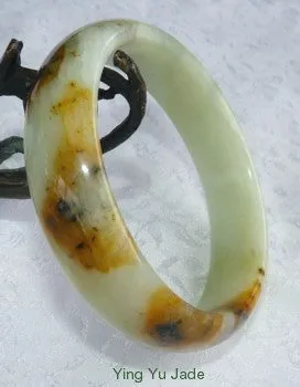 Fu Lu Shou Chinese River Jade Bangle Bracelet 59mm (NJ2588)