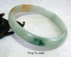 Fu Lu Shou Green White Hong Red Burmese Jadeite Bangle Bracelet 61 mm (TI1305)