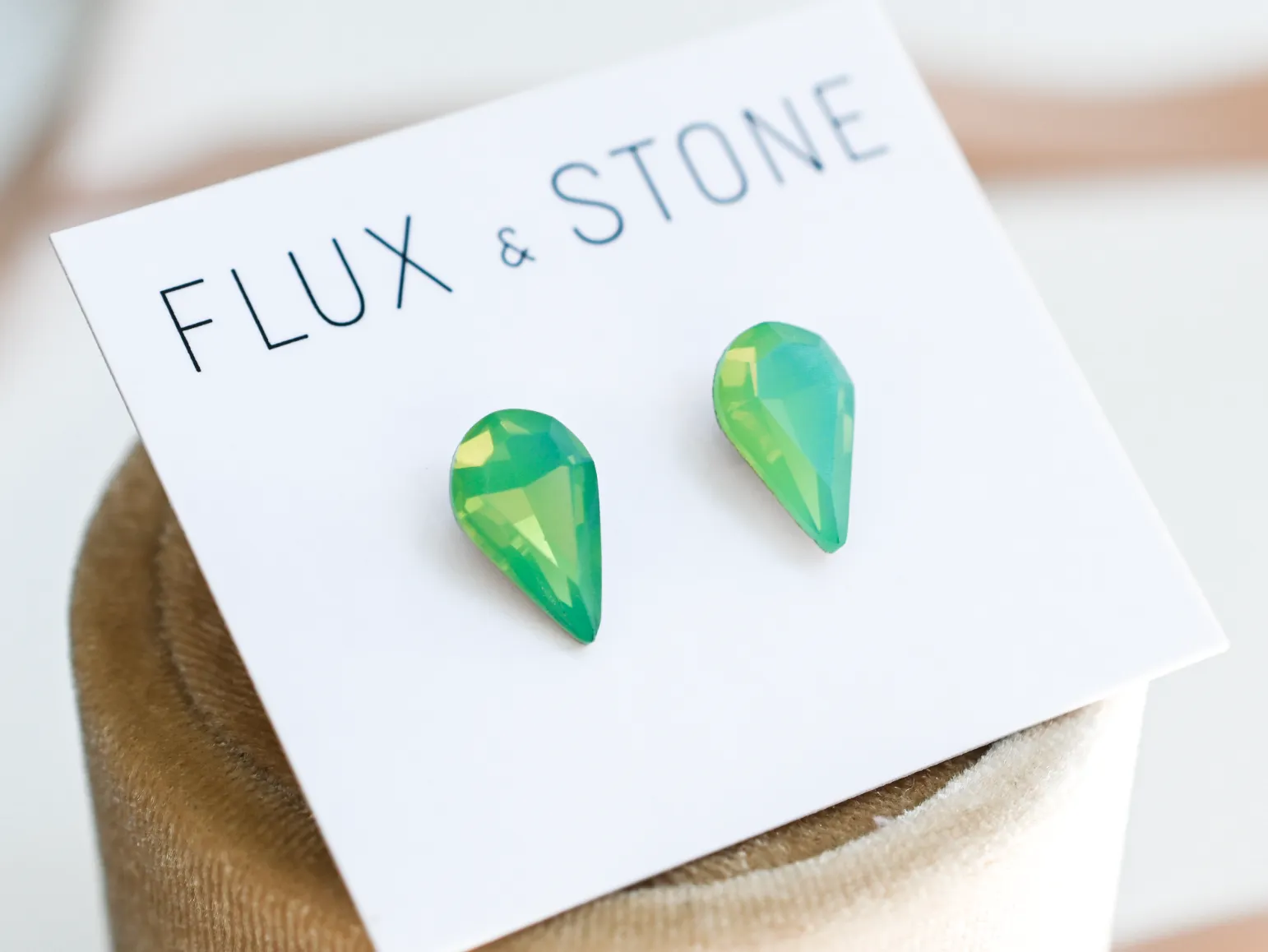 Gemstone Studs - Swarovski Green Opalite