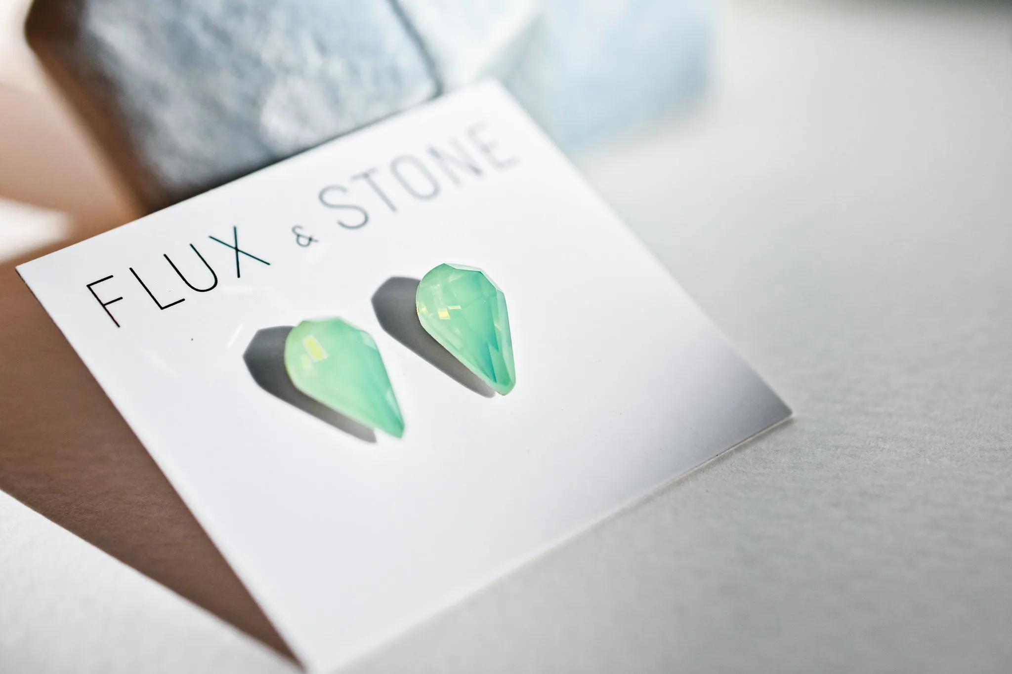 Gemstone Studs - Swarovski Green Opalite