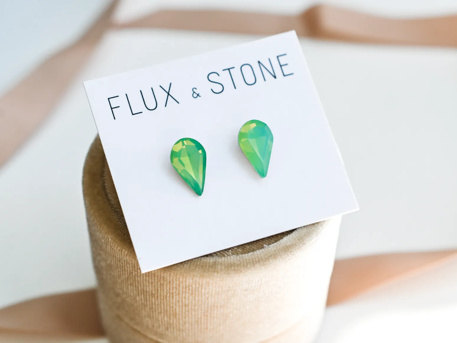 Gemstone Studs - Swarovski Green Opalite