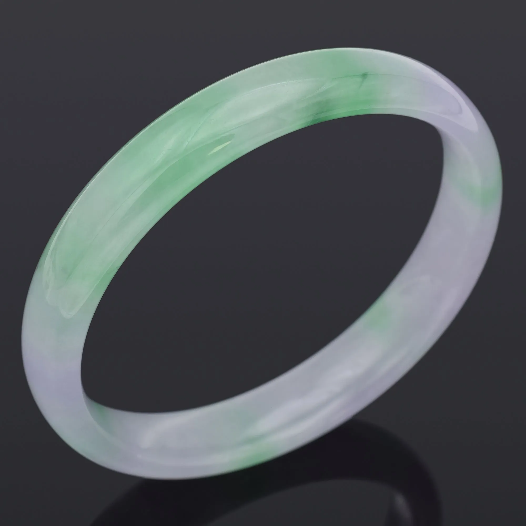 GIA Cert Translucent Variegated Green & Purple Jadeite Jade Bangle Bracelet