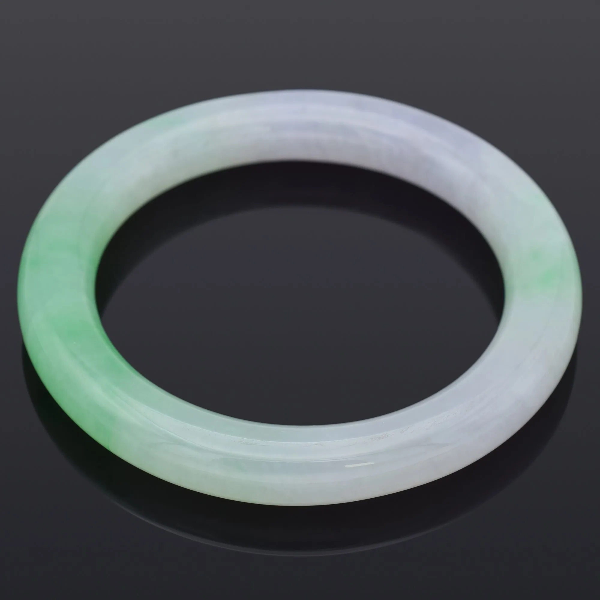 GIA Cert Translucent Variegated Natural Green & Purple Jadeite Jade Bangle Bracelet