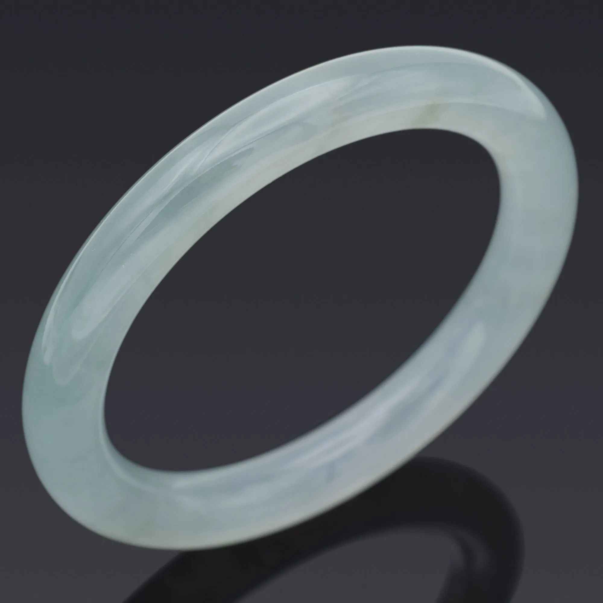 GIA Certified Translucent Bluish Green Jadeite Jade Bangle Bracelet