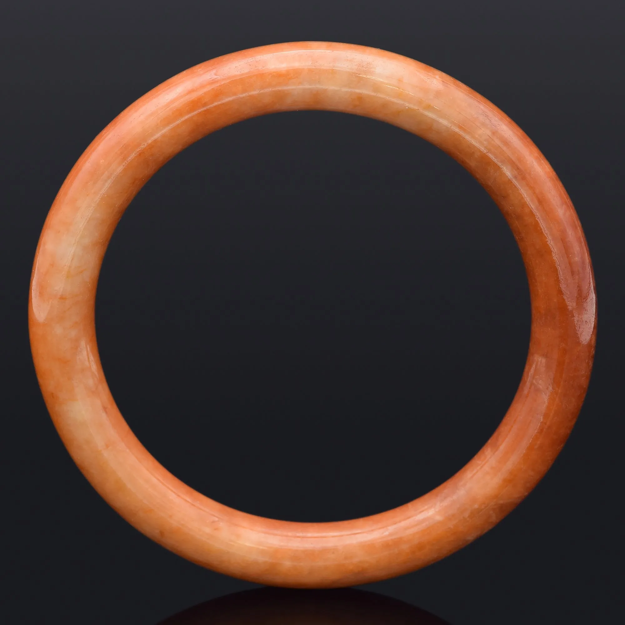 GIA Certified Translucent Brown-Orange Jadeite Jade Bangle Bracelet