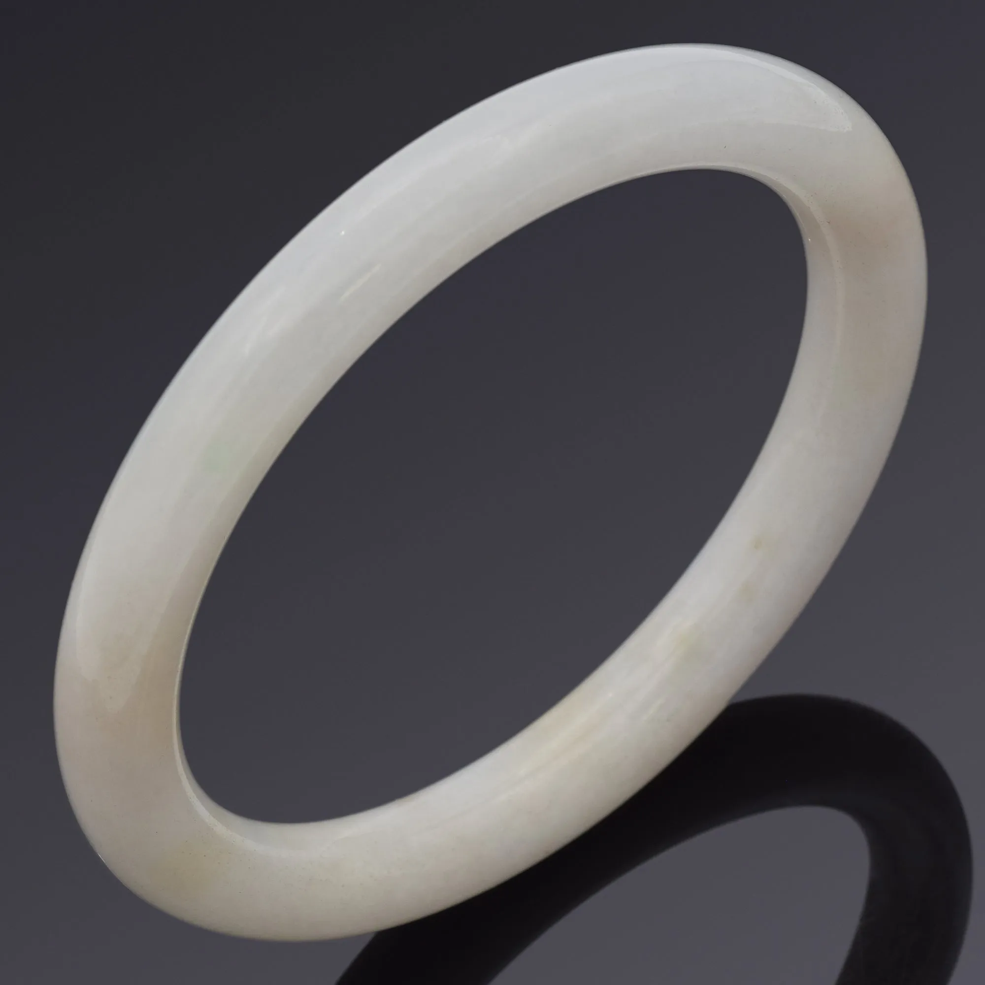 GIA Certified Translucent White Jadeite Jade Bangle Bracelet