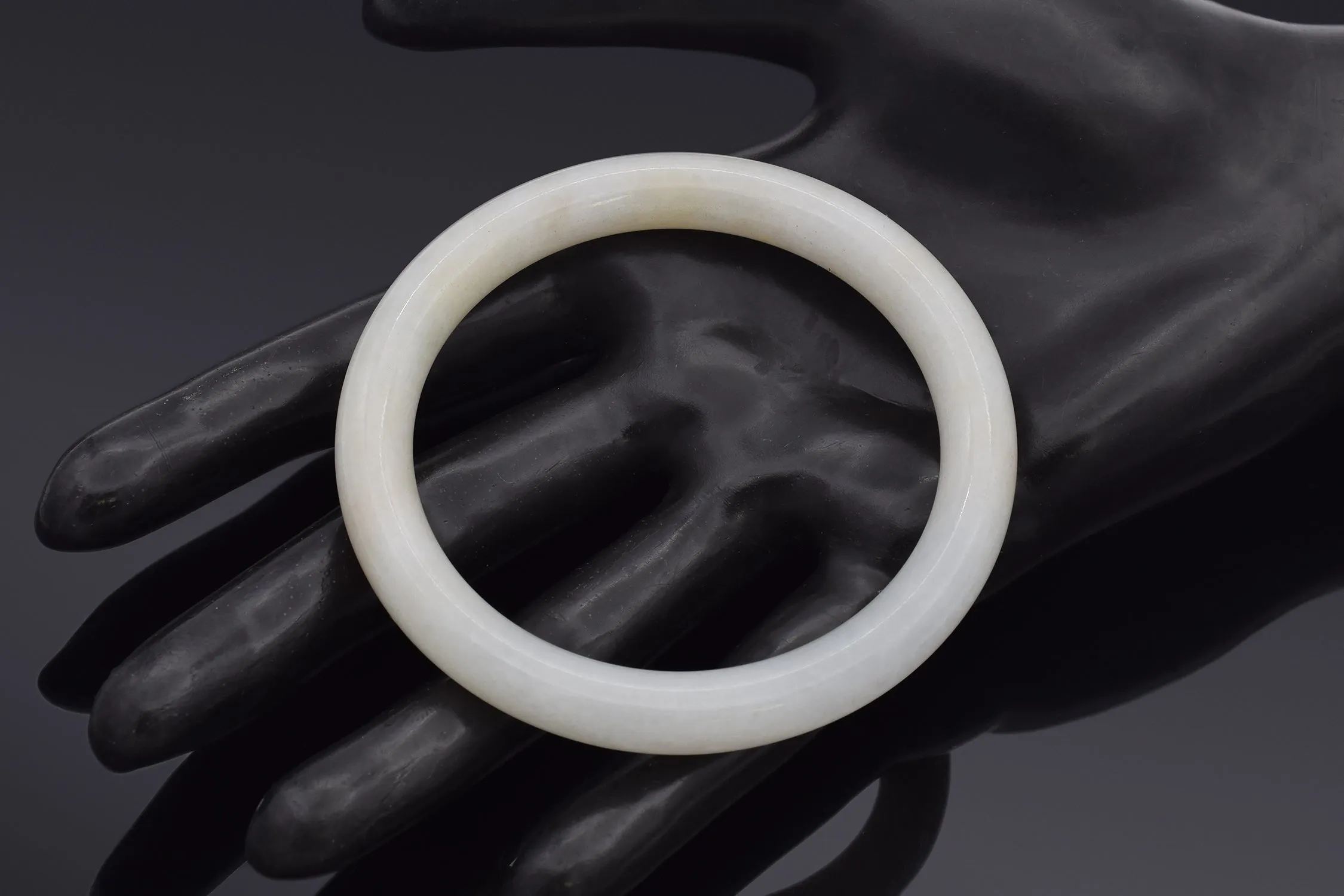 GIA Certified Translucent White Jadeite Jade Bangle Bracelet